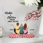 Gift For Mother,Mom,Children - Mother And Children Forever Linked Together - Personalized Butterfly Shaped Acrylic Plaque
