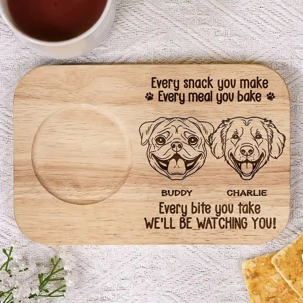 Every Bite You Take We Will Be Watching You - Personalized Serving Board With Cup Holder