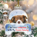 Dog Lovers,Dog Mom,Dog Dad,Christmas,Happy - Custom Photo First Christmas With My Forever Family - Personalized Custom Shaped Acrylic Ornament