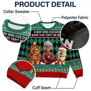 Pet Lovers,Pet Mom,Pet Dad,Dog Lovers,Dog Mom,Dog Dad,Happy,Christmas - A Bond That Can't Be Broken Dog Lover 3D Effect - Personalized Unisex Ugly Sweater