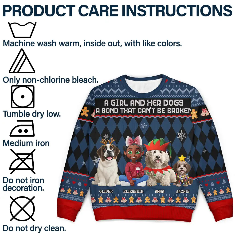 Pet Lovers,Pet Mom,Pet Dad,Dog Lovers,Dog Mom,Dog Dad,Happy,Christmas - A Bond That Can't Be Broken Dog Lover 3D Effect - Personalized Unisex Ugly Sweater
