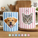 Pet Lovers,Pet Mom,Pet Dad,Dog Lovers,Dog Mom,Dog Dad,Custom Photo - Custom Outline Photo Dog Cat Stripe Colors - Personalized White Edge-to-Edge Mug