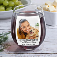 Custom Photo A Woman Cannot Survive On Wine Alone - Personalized Stemless Wine Glass