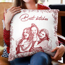 Gift For Bestie,Old Best friends,Gift For Sisters,Custom Photo,Happy - Custom Photo Pencil Sketch A True Friendship Is A Journey Without An End - Personalized Pillow