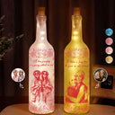 Gift For Bestie,Old Best friends,Gift For Sisters,Custom Photo,Happy - Custom Photo Pencil Sketch A True Friendship Is A Journey Without An End - Personalized Bottle Light