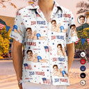 Gift For Father,Gift For Grandpa,Funny,Custom Photo - Custom Photo Star & Stripes 250 Years Anniversary Funny Man Woman - Personalized Hawaiian Shirt