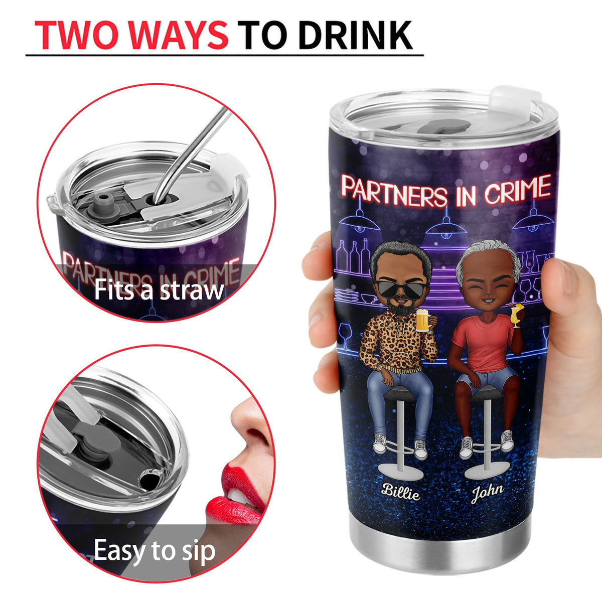 Partners In Crime Just Remember If We Get Caught Best Friends Dark - Bestie BFF Gift - Personalized Custom Tumbler
