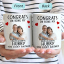 Custom Photo Congrats On Being My Husband - Anniversary, Vacation, Funny Gift For Couples, Family - Personalized Mug