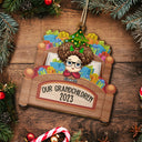 Grandkids In Bed - Christmas, Loving Gift For Grandpa, Grandma, Grandparents - Personalized Custom Shaped Wooden Ornament