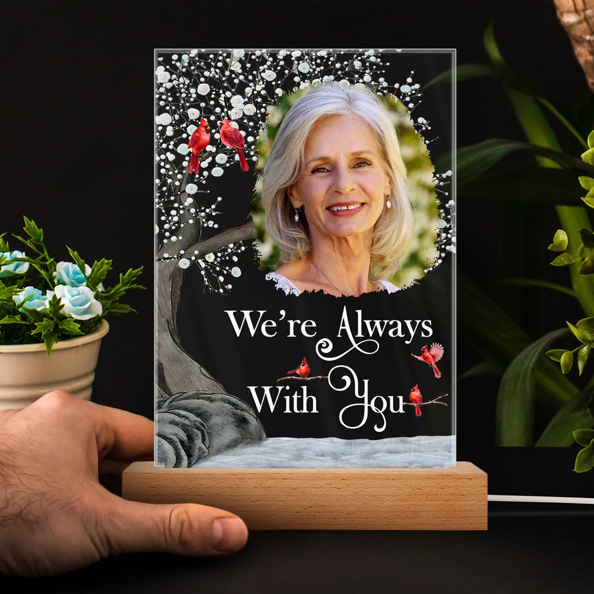 Custom Photo When You Miss Me - Loving, Memorial Gift For Family, Siblings, Friends - Personalized 3D Led Light Wooden Base