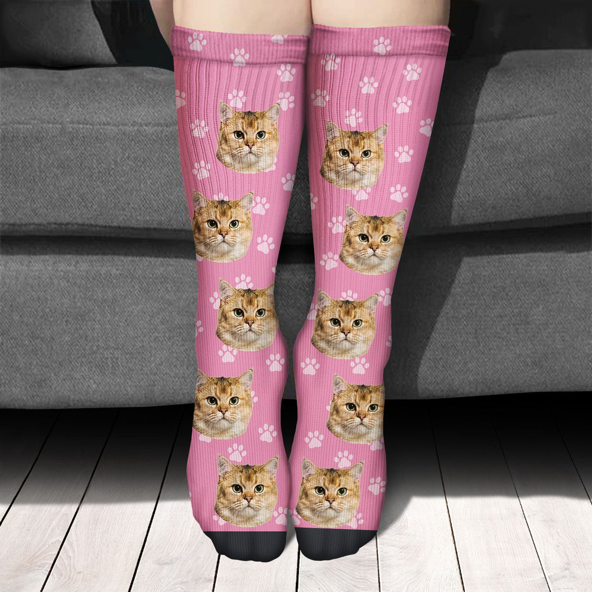 Custom Photo Pet Face Funny Pattern - Gift For Dog Lovers, Cat Lovers, Family - Personalized Socks