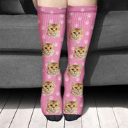 Custom Photo Pet Face Funny Pattern - Gift For Dog Lovers, Cat Lovers, Family - Personalized Socks