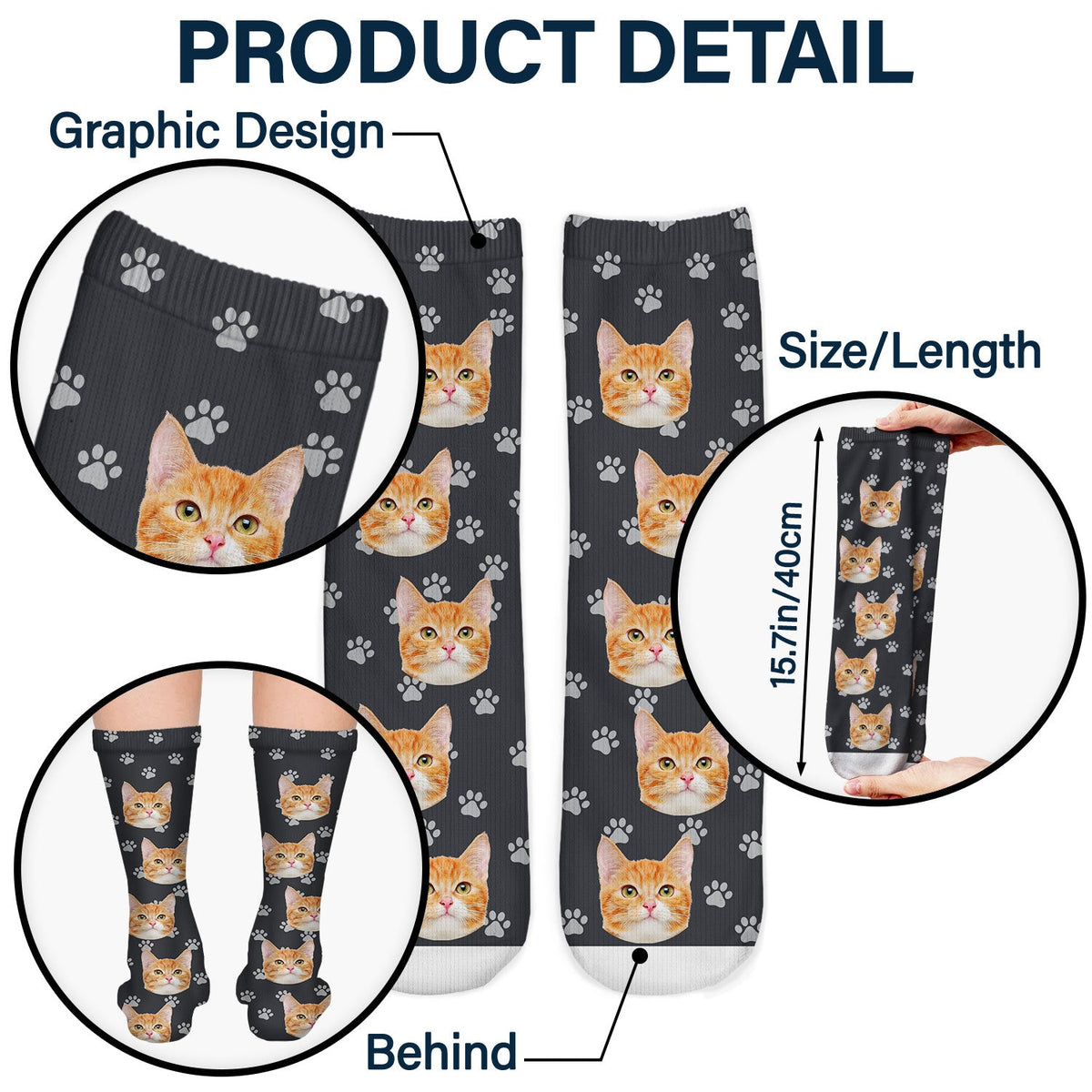 Custom Photo Pet Face Funny Pattern - Gift For Dog Lovers, Cat Lovers, Family - Personalized Socks