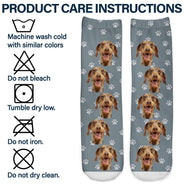 Custom Photo Pet Face Funny Pattern - Gift For Dog Lovers, Cat Lovers, Family - Personalized Socks