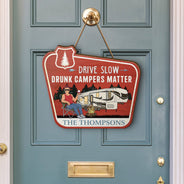 A Certified Happy Camper Area - Funny Gift For Camping Lovers, Couples - Personalized Custom Shaped Wood Sign