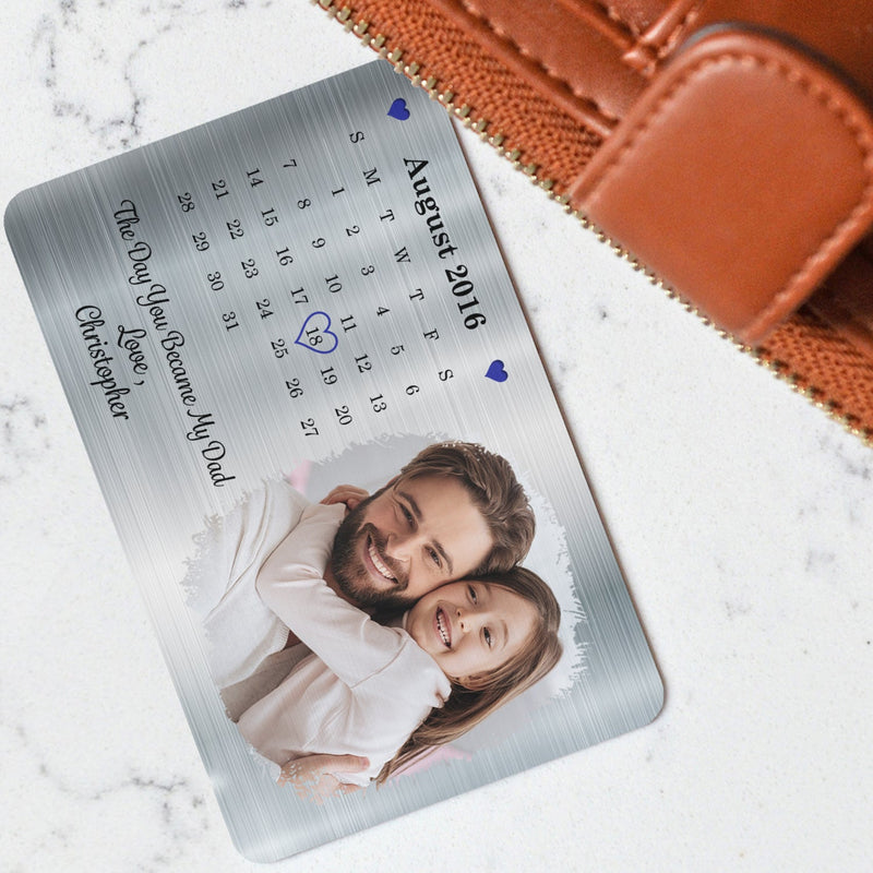 Custom Photo The Day You Became My Dad - Gift For Dad, Father, Grandad, Husband - Personalized Aluminum Wallet Card