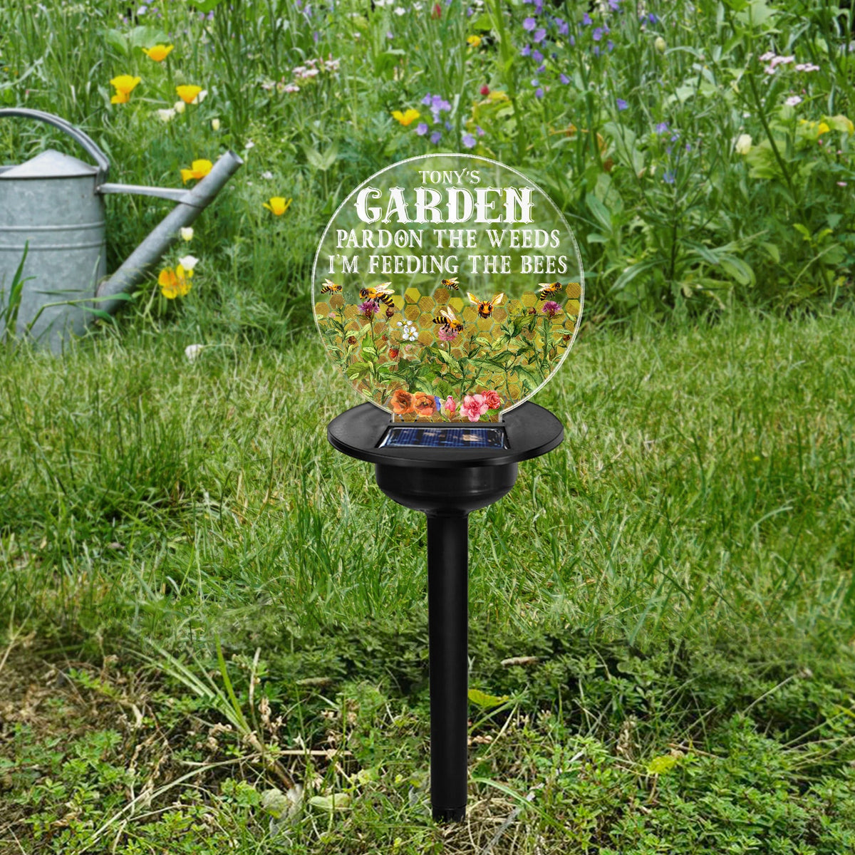 Pardon The Weeds - Gift For Gardening Lovers, Gardeners, Bee Lovers, Mom, Grandma - Personalized Solar Light
