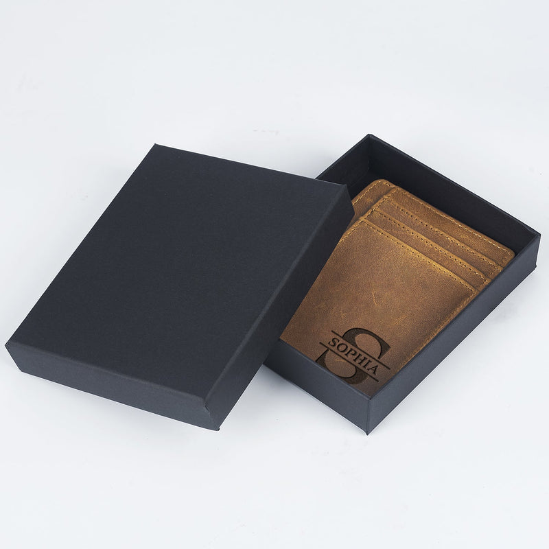 Alphabet Name - Gift For Men, Women, Dad, Mom, Husband, Wife - Personalized Card Wallet