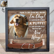 Custom Photo Don't Cry For Me I'm Okay - Personalized Pet Loss Sign, Collar Frame