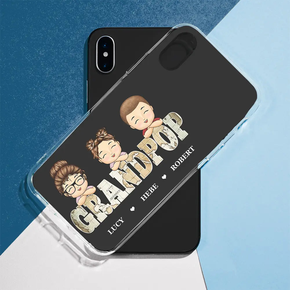 Vintage Map Titles Chibi Kids - Personalized Clear Phone Case