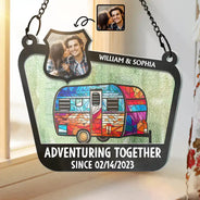 Custom Photo Adventuring Together Since Date - Personalized Acrylic Window Hanging Suncatcher