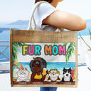 Dog Mom Cat Mom Fur Mom - Personalized Jute Tote Bag