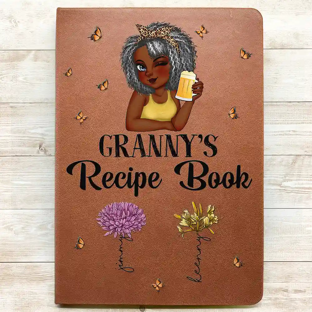 Grandma Mom Auntie Recipe Cookbook - Personalized Leather Journal
