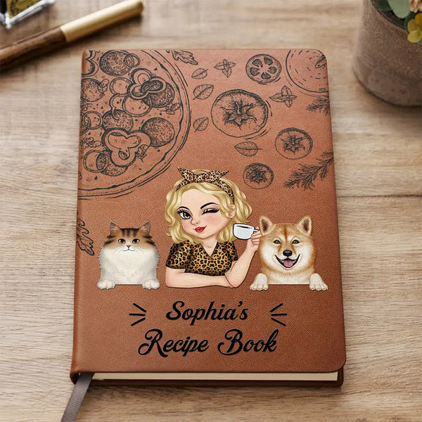 Pet Mom Recipe CookBook - Personalized Leather Journal