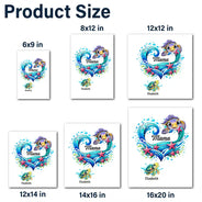 Grandma Mom And Baby Turtles - Personalized Decor Decal
