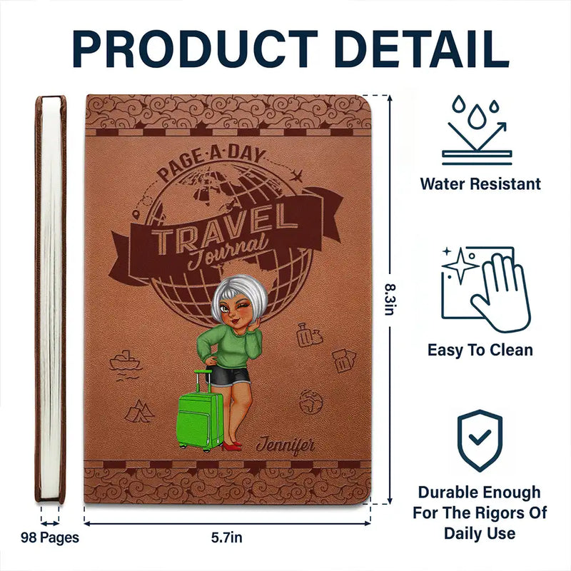 Page A Day Travel Journal - Personalized Leather Journal