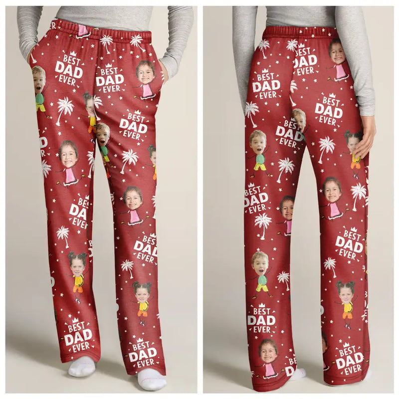 Gift For Father,Gift For Grandpa,Dad - Children,Funny - Custom Photo Best Dad Grandpa Ever - Personalised Pyjama Bottoms