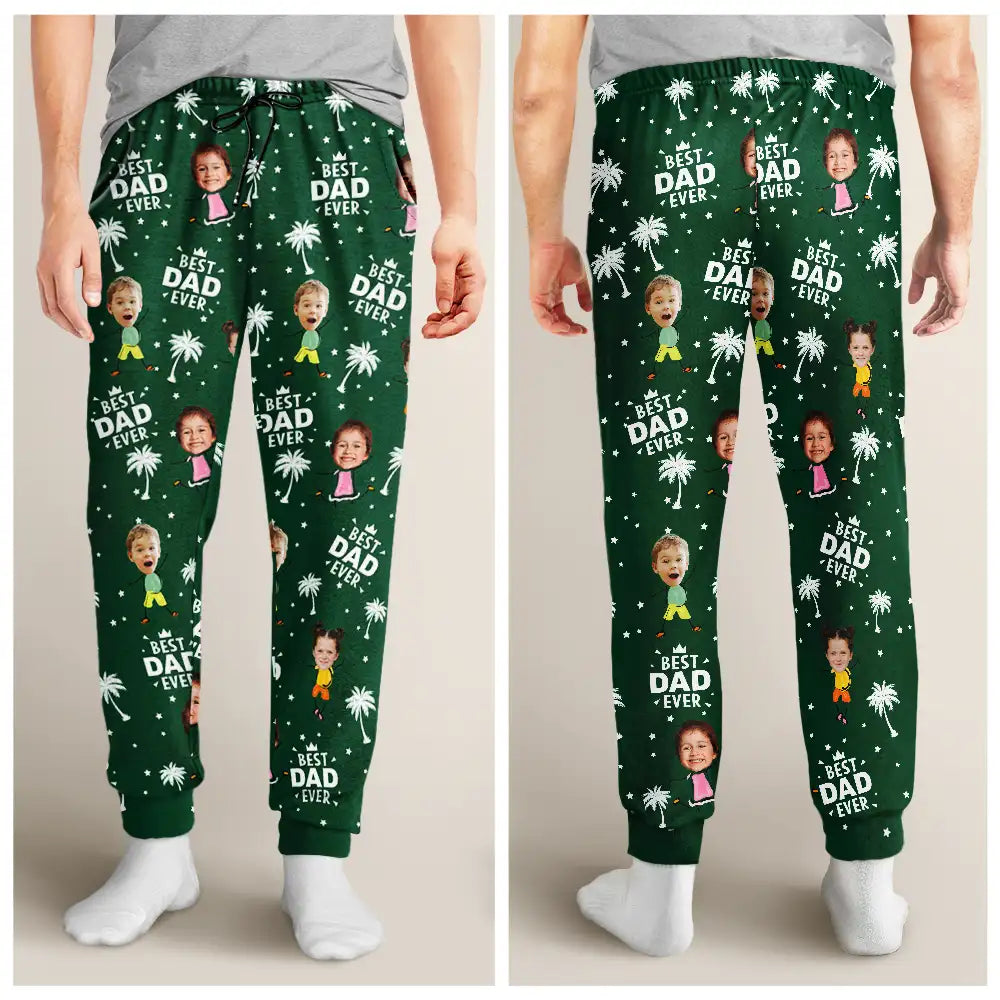 Gift For Father,Gift For Grandpa,Dad - Children,Funny - Custom Photo Best Dad Grandpa Ever - Personalised Pyjama Bottoms
