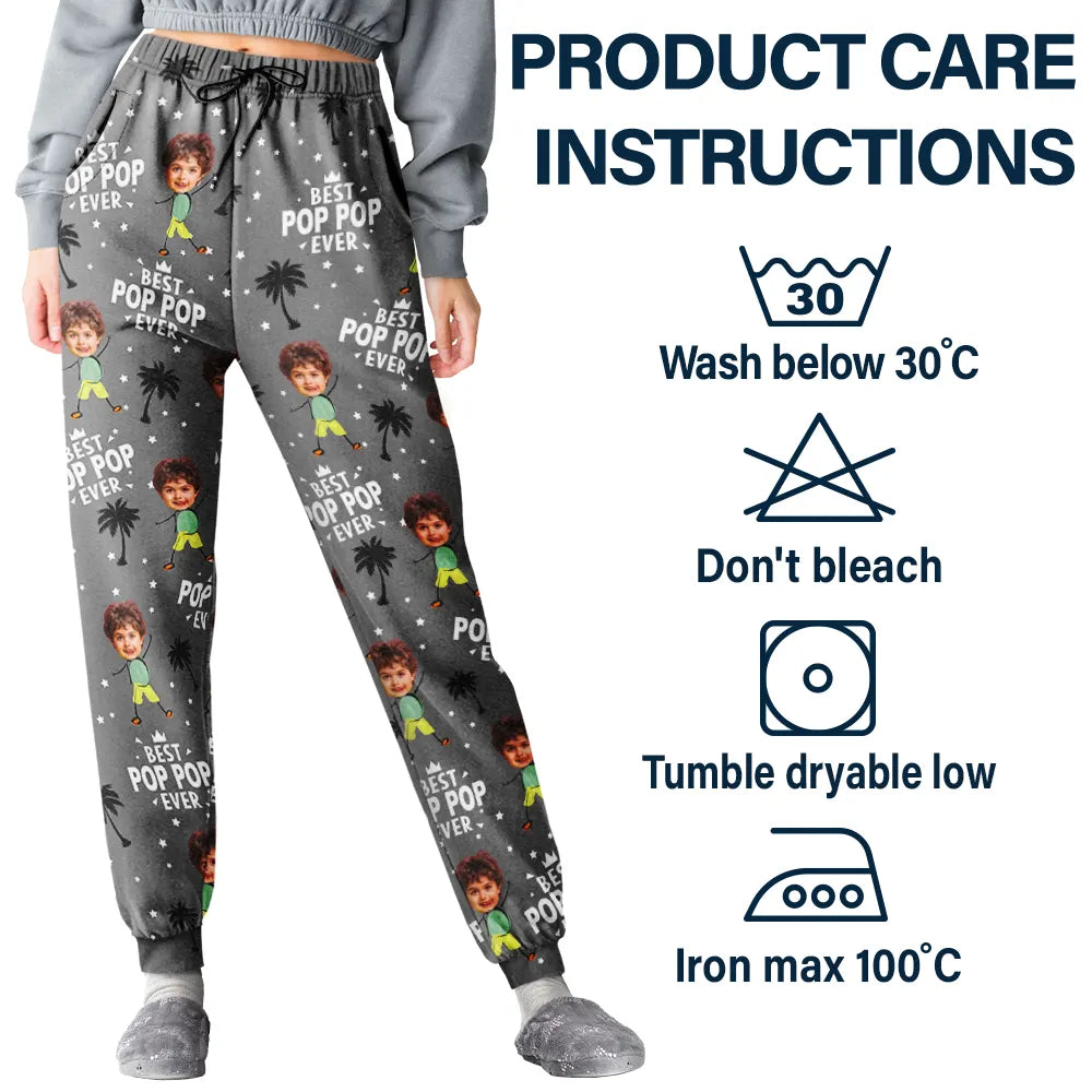 Gift For Father,Gift For Grandpa,Dad - Children,Funny - Custom Photo Best Dad Grandpa Ever - Personalised Pyjama Bottoms