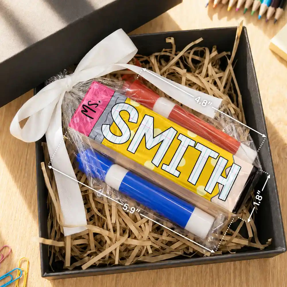 Back To School, Teacher, Proud, Custom Text - Name Teacher Back To School - Personalized Whiteboard Eraser & Marker Set