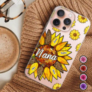 Gift For Grandma, Gift For Mother, Gift For Wife, Happy - Nana Grandma Mom Birth Flowers - Personalized Clear Phone Case
