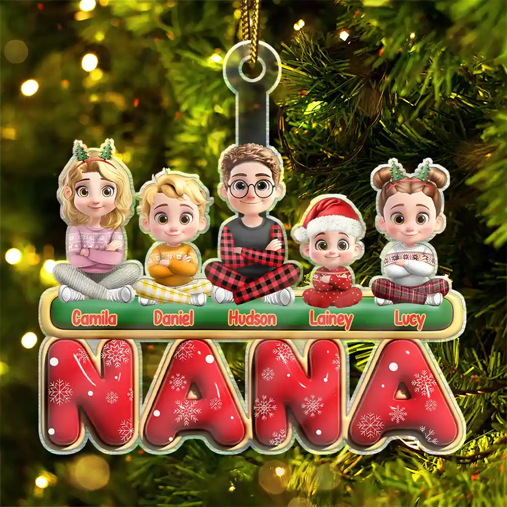 Gift For Grandparents, Parents, Christmas, Happy - Nana Mama Papa 3D Effect - Personalized Custom Shaped Acrylic Ornament