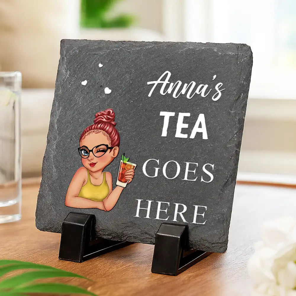 Gift For Mother, Gift For Grandma, Gift For Father, Gift For Grandpa, Love - Nana Papa Drink Goes Here - Personalized Slate Coaster