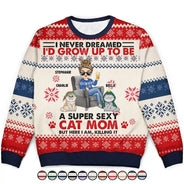 Funny,Cat Mom,Cat Lovers,Cat Dad,Christmas - Never Dream I'd Grow Up - Personalized Unisex Ugly Sweater