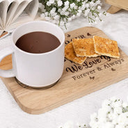 Gift For Grandma, Gift For Grandparents, Gift For Grandpa, Gift For Mother, Love - Never Forget That We Love You Forever And Always - Personalized Serving Board With Cup Holder