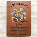 Gifts For Colleagues,Graduation,Retirement,Gift For Women - New Chapter Birth Month Flower - Personalized Leather Journal