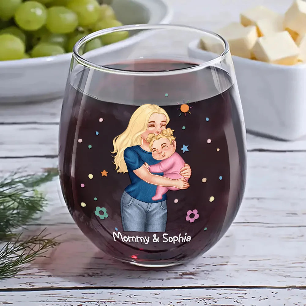 New Mom,New baby,Love - New Mom And Baby You’re Doing A Great Job Mommy - Personalized Stemless Wine Glass
