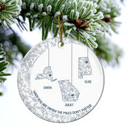 Christmas,Family,Gift For Bestie,Love - No Distance Can Break Family Love - Personalized Circle Ceramic Ornament