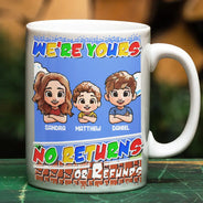 Parents, Gift For Grandparents, Funny - No Returns Or Refunds Pixel Art Kids - Personalized White Edge-to-Edge Mug 