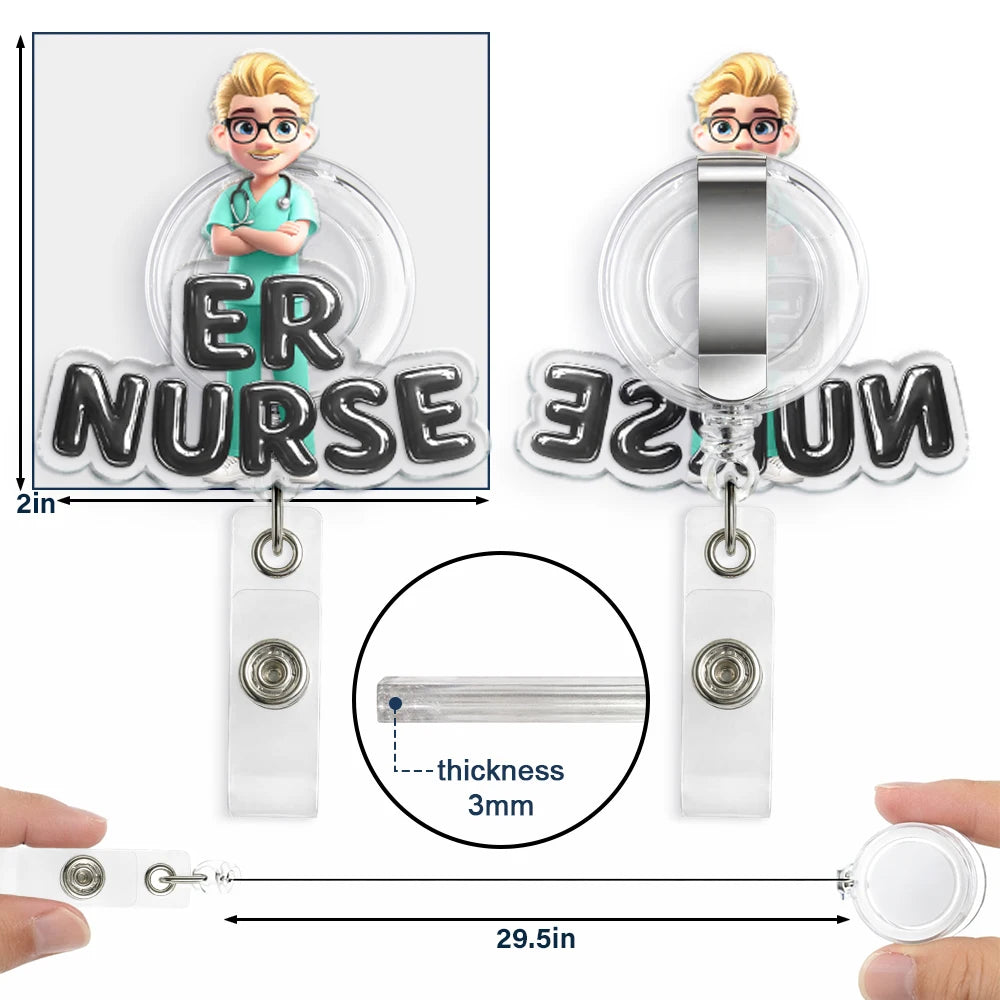 Nurse,Happy - Nurse 3D Effect Custom Name And Job Title - Personalized Badge Reel