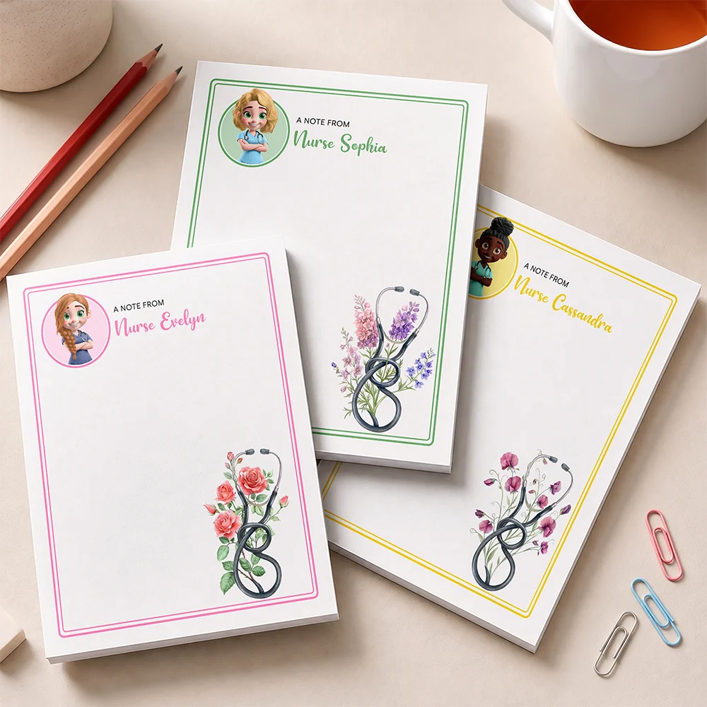 Nurse,Proud,Vector - A Note From School Nurse With Birth Flower - Personalized Notepad