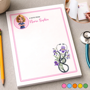 Nurse,Proud,Vector - A Note From School Nurse With Birth Flower - Personalized Notepad