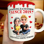Old Couples, Gift For Couples, Gift For Husband, Gift For Wife, Love - Old Couple Annoying Each Other 3D Effect - Personalized White Edge-to-Edge Mug