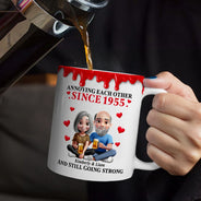 Old Couples, Gift For Couples, Gift For Husband, Gift For Wife, Love - Old Couple Annoying Each Other 3D Effect - Personalized White Edge-to-Edge Mug