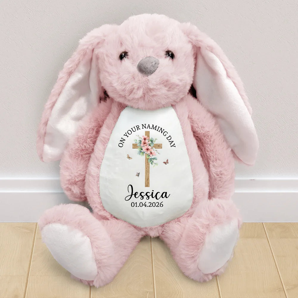 Easter,Happy,Gift For Kids,Parents,Christian,New baby - On Your Baptism Day Christening New Baby - Personalized Soft Toy Bunny