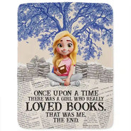 Reading,Gift For Yourself,Gift For Women,Happy - Once Upon A Time Reading Toile Background - Personalized Fleece Blanket, Sherpa Blanket